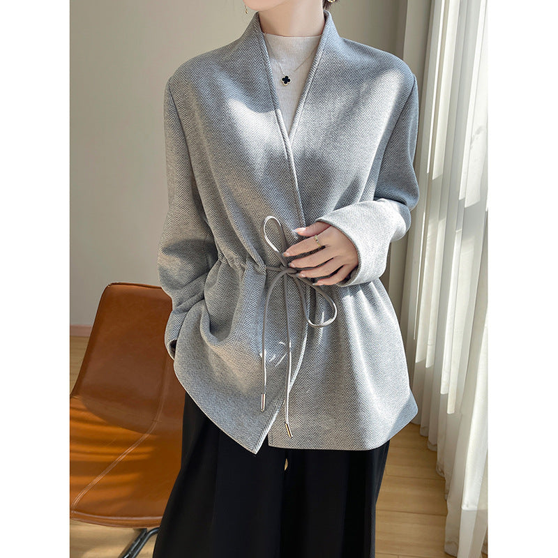 LuxeVibe women's V-neck cardigan in acetate-cashmere mix