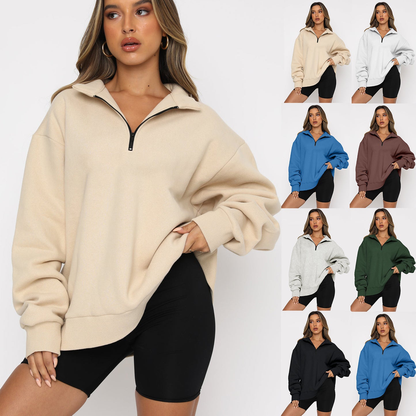 Lässiger Halb-Zip-Pullover – Langarm Sweatshirt mit Reißverschluss