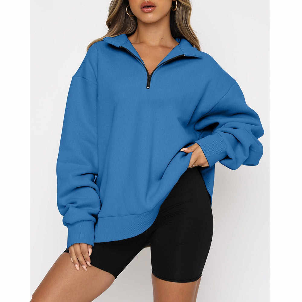 Lässiger Halb-Zip-Pullover – Langarm Sweatshirt mit Reißverschluss