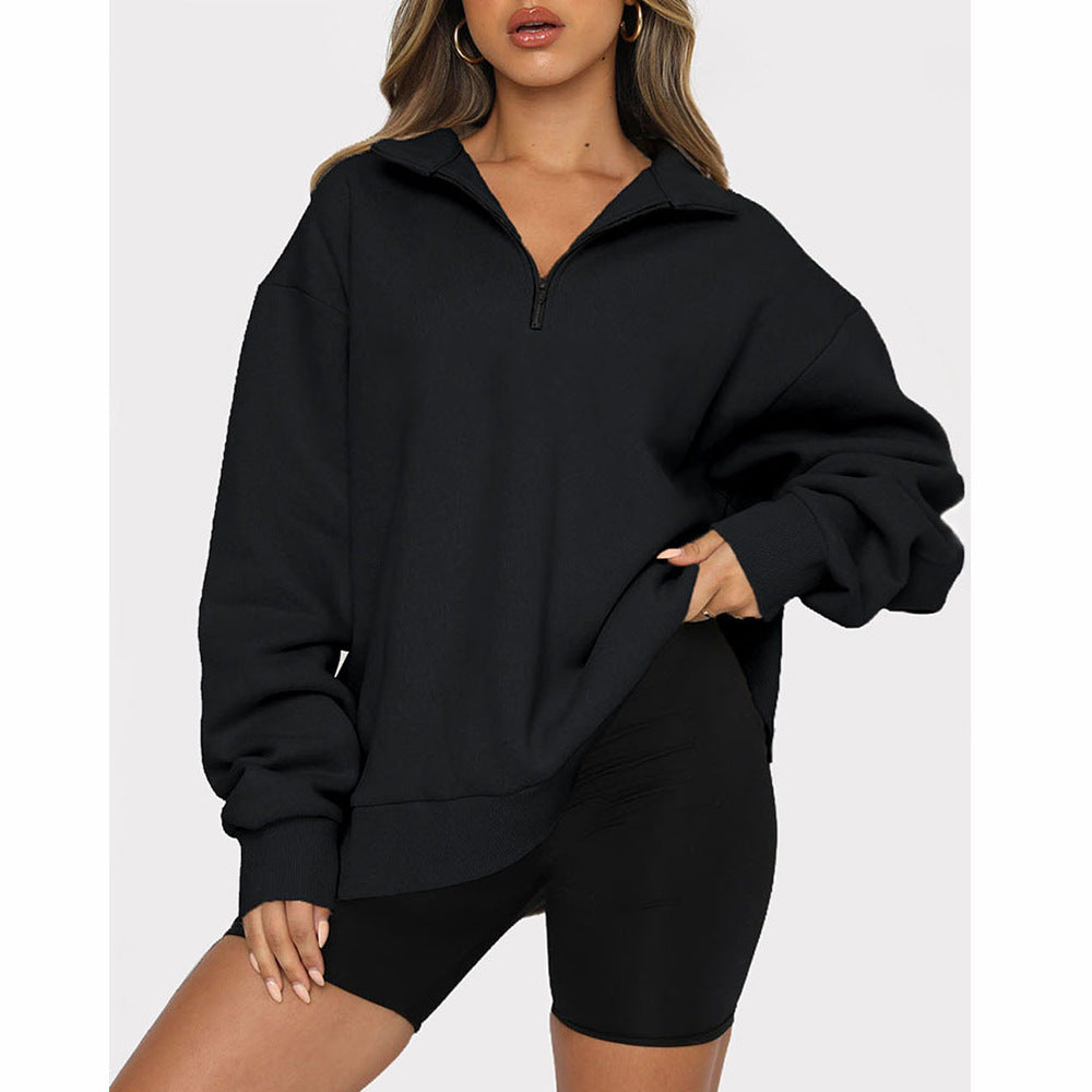 Lässiger Halb-Zip-Pullover – Langarm Sweatshirt mit Reißverschluss
