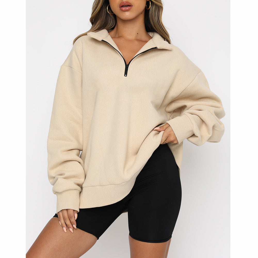 Lässiger Halb-Zip-Pullover – Langarm Sweatshirt mit Reißverschluss