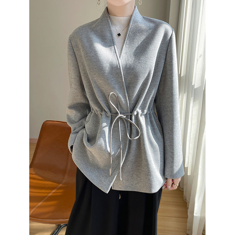 LuxeVibe women's V-neck cardigan in acetate-cashmere mix