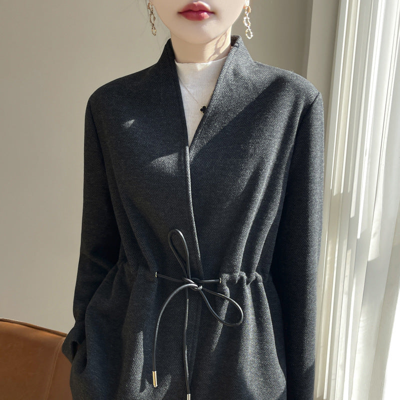 LuxeVibe women's V-neck cardigan in acetate-cashmere mix