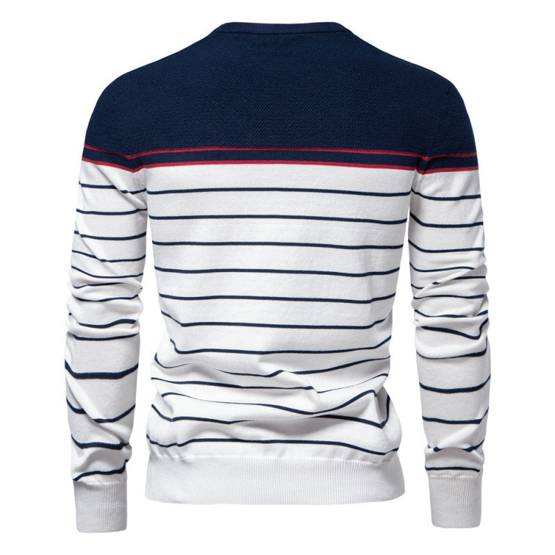 Men's Fashion Casual Color Block Long Sleeve Sweater