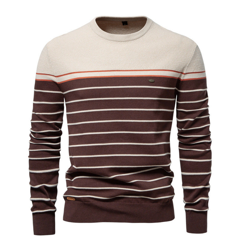 Men's Fashion Casual Color Block Long Sleeve Sweater