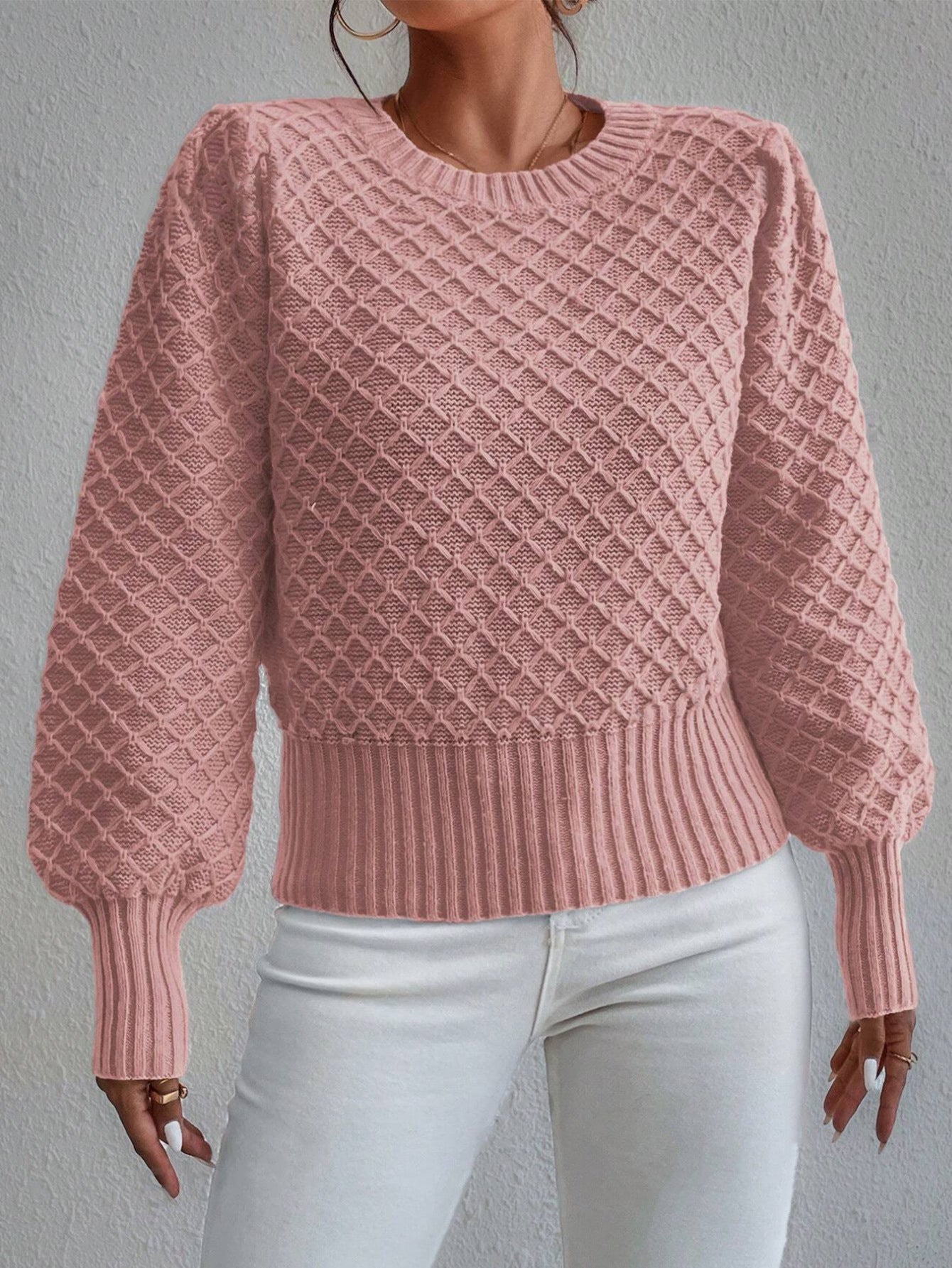 ClassicFit Damen Rundhals Pullover mit langen Ärmeln