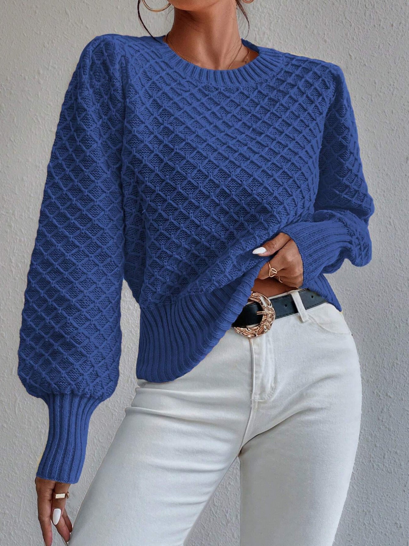 ClassicFit Damen Rundhals Pullover mit langen Ärmeln