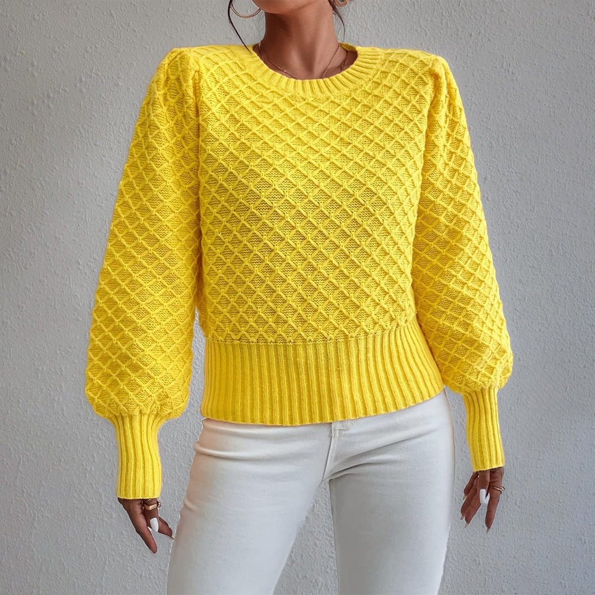ClassicFit Damen Rundhals Pullover mit langen Ärmeln