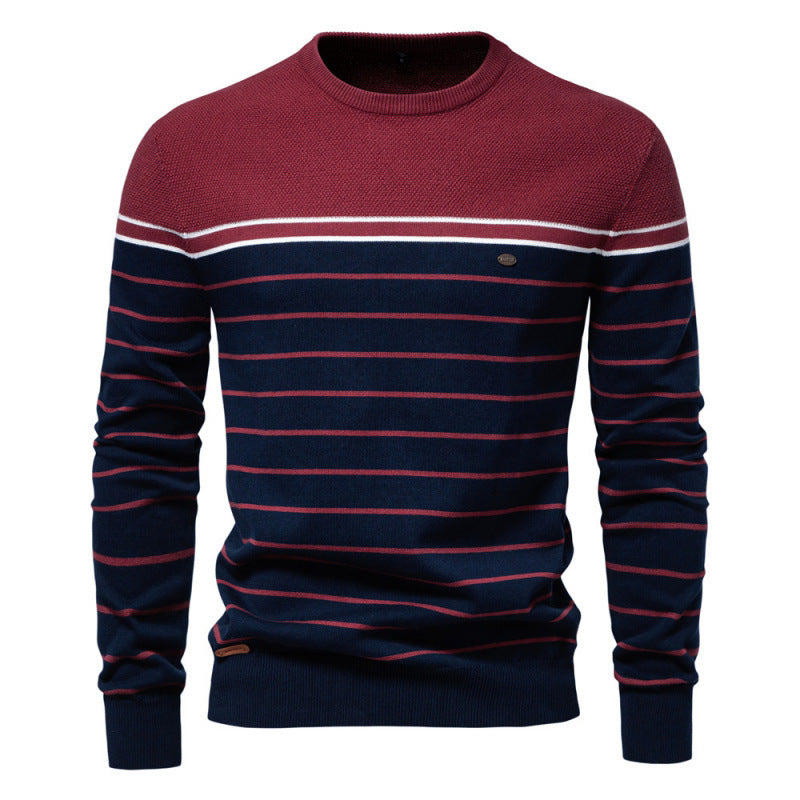 Men's Fashion Casual Color Block Long Sleeve Sweater
