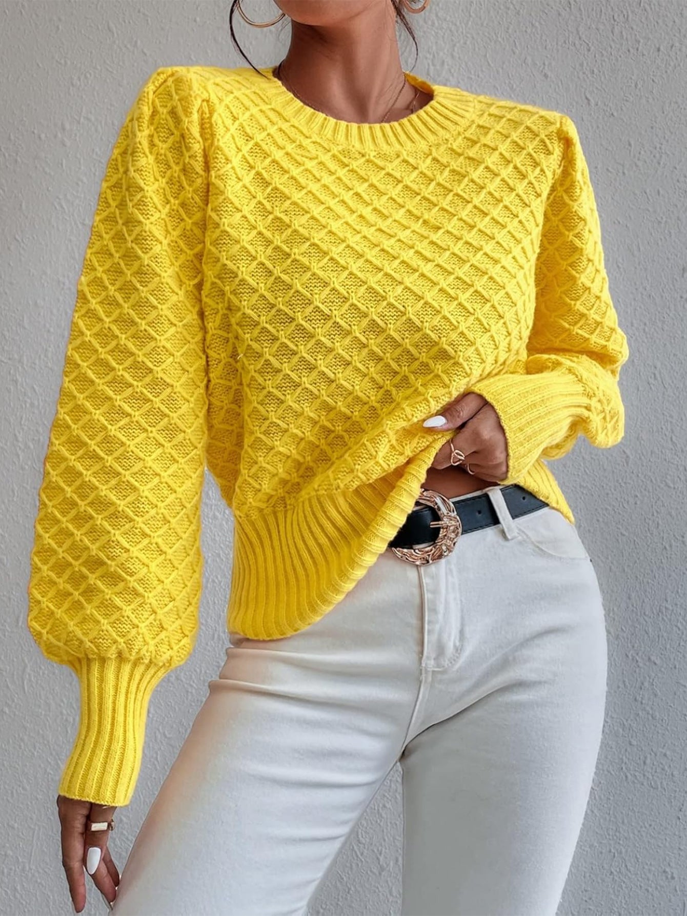 ClassicFit Damen Rundhals Pullover mit langen Ärmeln