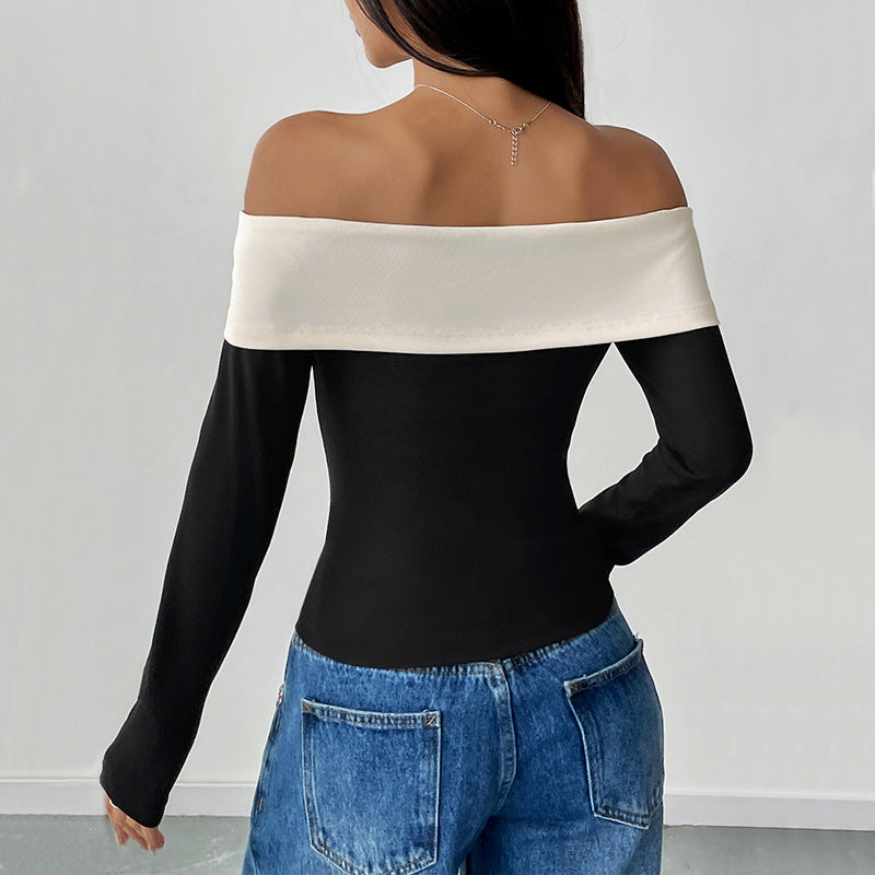 Damenmode Off-Shoulder T-Shirt mit Schleifen-Detail