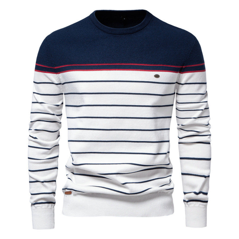 Men's Fashion Casual Color Block Long Sleeve Sweater