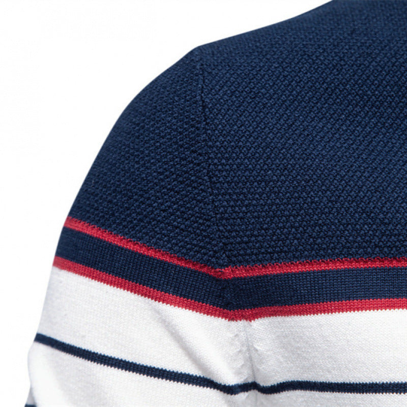 Men's Fashion Casual Color Block Long Sleeve Sweater