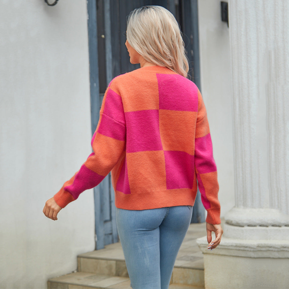 PlaidChic Kadın Günlük Patchwork Kareli Hırka