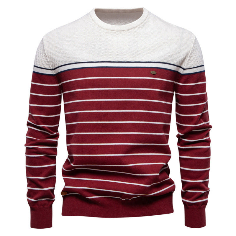 Men's Fashion Casual Color Block Long Sleeve Sweater