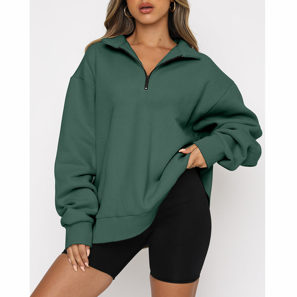 Lässiger Halb-Zip-Pullover – Langarm Sweatshirt mit Reißverschluss
