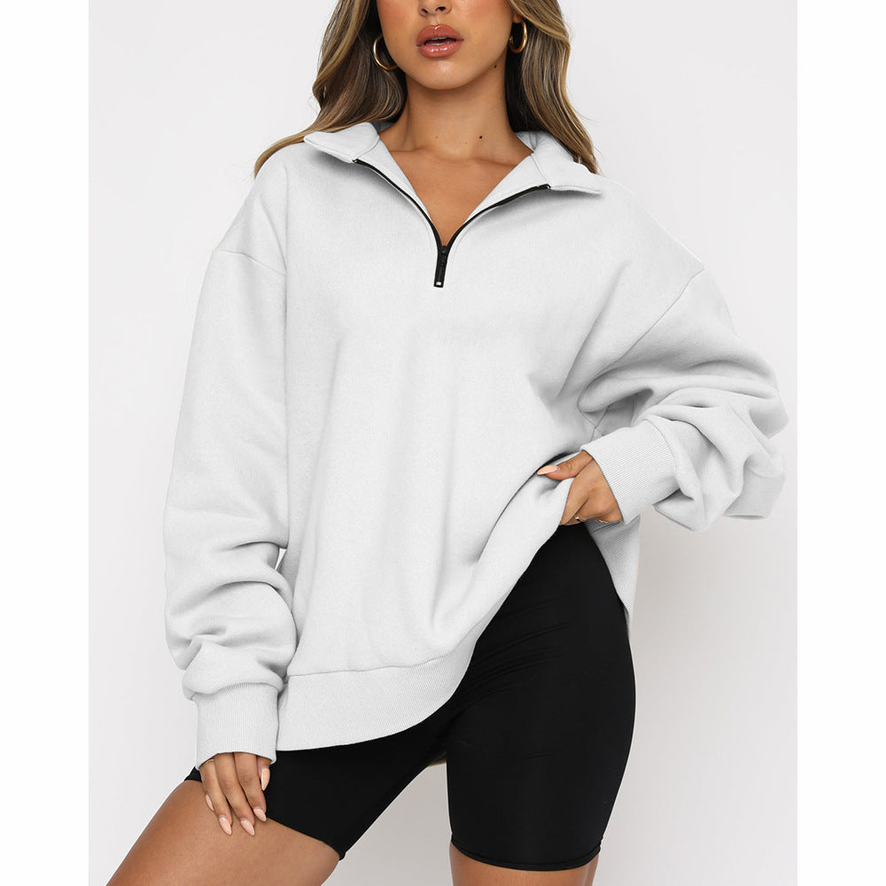 Lässiger Halb-Zip-Pullover – Langarm Sweatshirt mit Reißverschluss