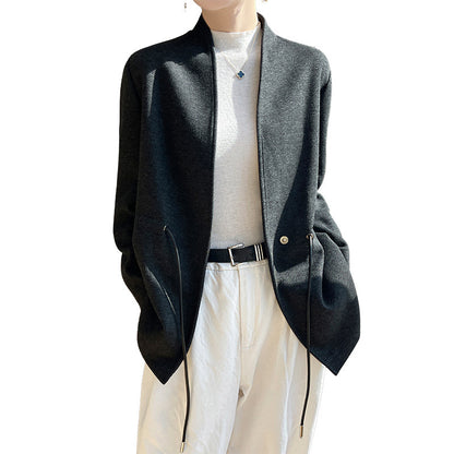 LuxeVibe women's V-neck cardigan in acetate-cashmere mix