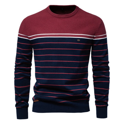 Men's Fashion Casual Color Block Long Sleeve Sweater