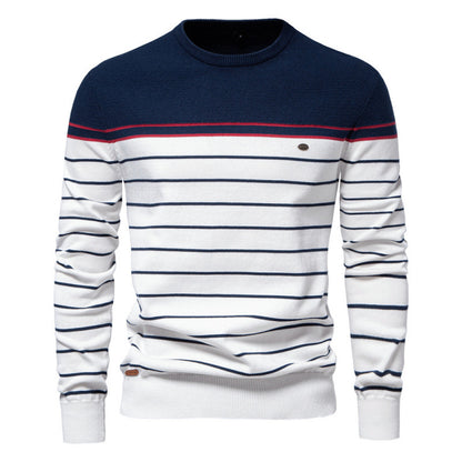 Men's Fashion Casual Color Block Long Sleeve Sweater