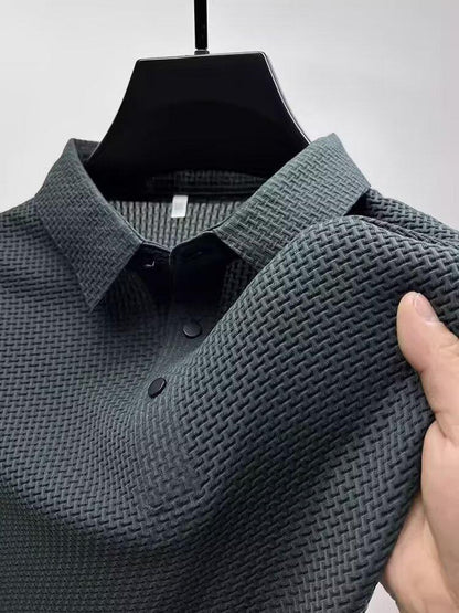 Retro polo gömlek erkek yeni yaz düz renk yaka yarım kollu gömlek üst trend kısa kollu tişört